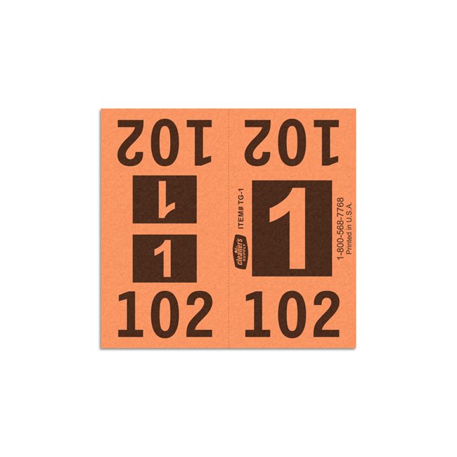 Etiquetas - Tickets Numerados  - CLEANER SUPPLY - #1 Naranja 1000/1 - Und