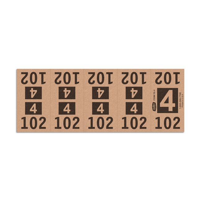 Etiquetas - Tickets Numerados  - CLEANER SUPPLY - #4 Marron (1,000/BOX - TAN) - Und