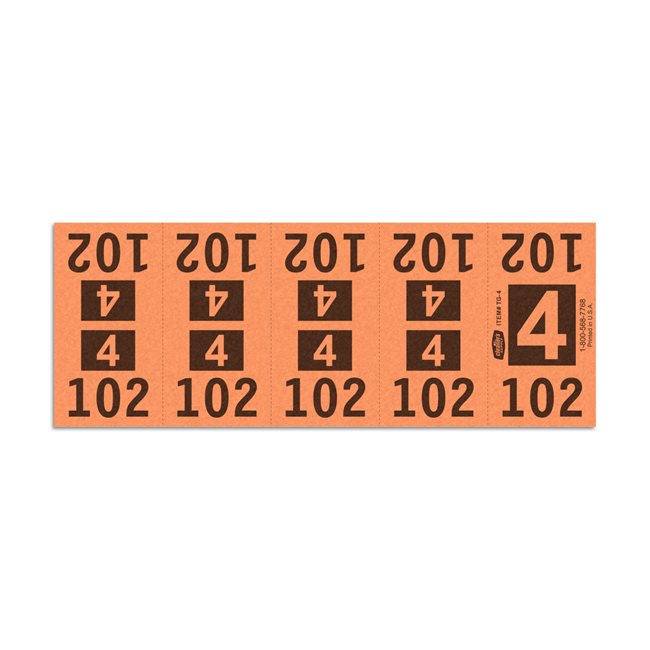 Etiquetas - Tickets Numerados  - CLEANER SUPPLY - #4 Naranja 1000/1 - Und