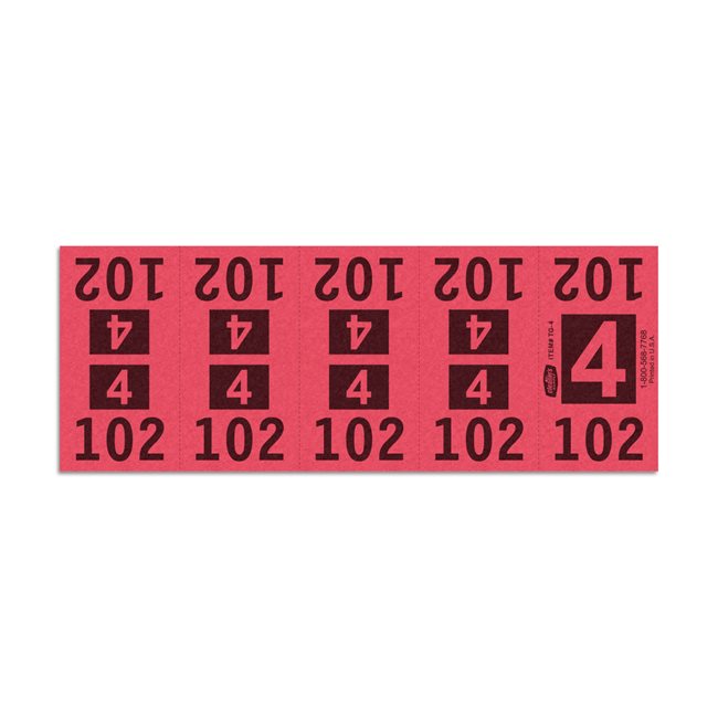 Etiquetas - Tickets Numerados  - CLEANER SUPPLY - #4 Rojo 1000/1 - Und