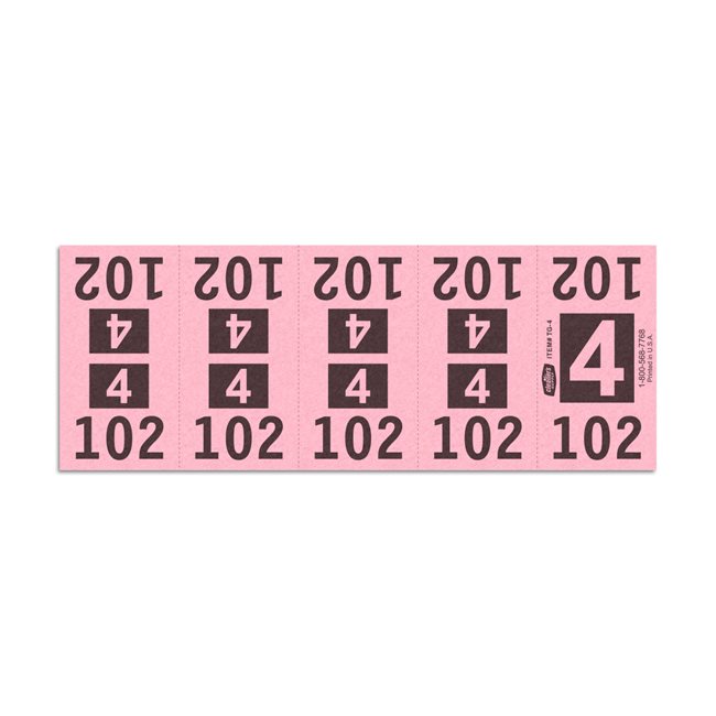 Etiquetas - Tickets Numerados  - CLEANER SUPPLY - #4 Rosado 1000/1 - Und